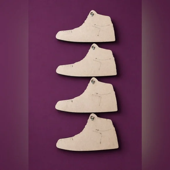 Wooden Logo Wall Decor Sneaker-Inspired Art - Set of 4 - Picture 7 of 7